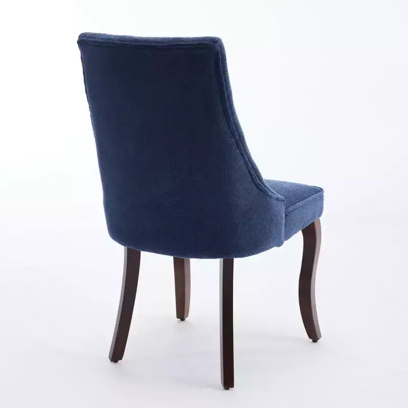 Lot de 2 chaises de salle à manger Okak en tissu de rayonne floqué et lin, chaises de salle à manger rembourrées avec pieds incurvés en bois massif, chaises de cuisine pour salle à manger
