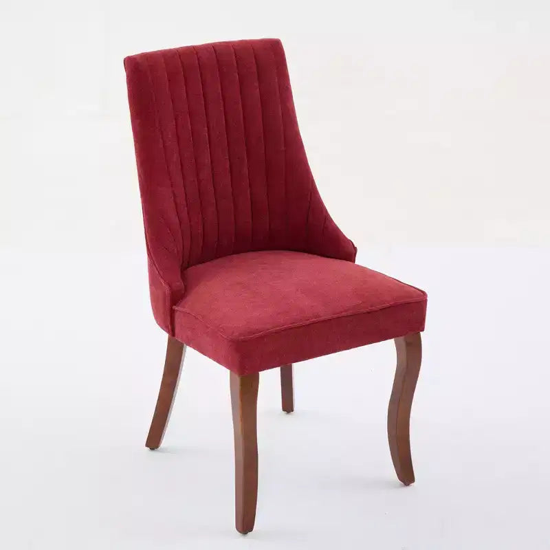 Lot de 2 chaises de salle à manger Okak en tissu de rayonne floqué et lin, chaises de salle à manger rembourrées avec pieds incurvés en bois massif, chaises de cuisine pour salle à manger