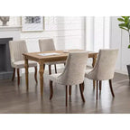 Lot de 2 chaises de salle à manger Okak en tissu de rayonne floqué et lin, chaises de salle à manger rembourrées avec pieds incurvés en bois massif, chaises de cuisine pour salle à manger
