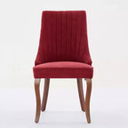 Lot de 2 chaises de salle à manger Okak en tissu de rayonne floqué et lin, chaises de salle à manger rembourrées avec pieds incurvés en bois massif, chaises de cuisine pour salle à manger