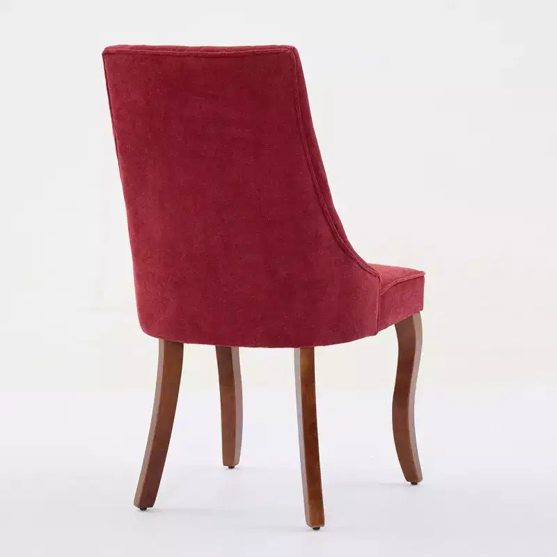 Lot de 2 chaises de salle à manger Okak en tissu de rayonne floqué et lin, chaises de salle à manger rembourrées avec pieds incurvés en bois massif, chaises de cuisine pour salle à manger