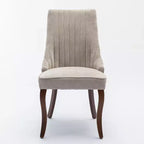 Lot de 2 chaises de salle à manger Okak en tissu de rayonne floqué et lin, chaises de salle à manger rembourrées avec pieds incurvés en bois massif, chaises de cuisine pour salle à manger