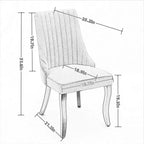 Lot de 2 chaises de salle à manger Okak en tissu de rayonne floqué et lin, chaises de salle à manger rembourrées avec pieds incurvés en bois massif, chaises de cuisine pour salle à manger