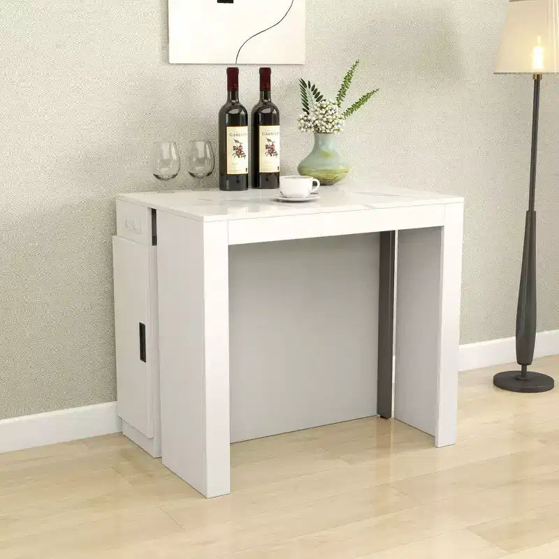 Table de salle à manger extensible TUYOHW pour 6-8 personnes avec rangement, console en bois avec prise, table extensible peu encombrante pour salon, fête