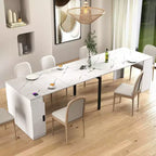 Table de salle à manger extensible TUYOHW pour 6-8 personnes avec rangement, console en bois avec prise, table extensible peu encombrante pour salon, fête