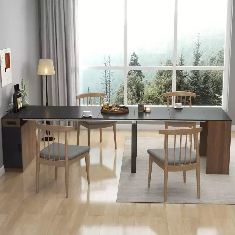 Table de salle à manger extensible TUYOHW pour 6-8 personnes avec rangement, console en bois avec prise, table extensible peu encombrante pour salon, fête