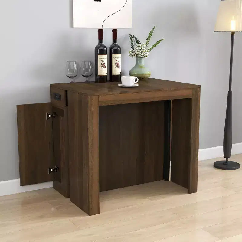 Table de salle à manger extensible TUYOHW pour 6-8 personnes avec rangement, console en bois avec prise, table extensible peu encombrante pour salon, fête