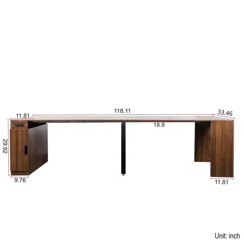 Table de salle à manger extensible TUYOHW pour 6-8 personnes avec rangement, console en bois avec prise, table extensible peu encombrante pour salon, fête