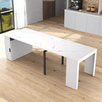 Table de salle à manger extensible TUYOHW pour 6-8 personnes avec rangement, console en bois avec prise, table extensible peu encombrante pour salon, fête