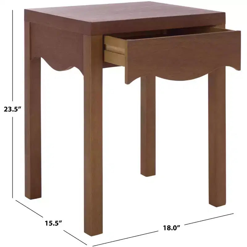 Table d'appoint à 1 tiroir Kannie - ACC6614 - Chêne foncé - Safavieh