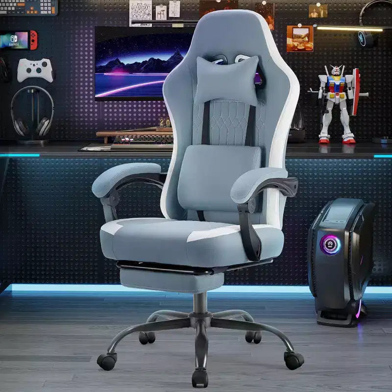 Chaise de bureau ergonomique TUYOHW avec accoudoirs rembourrés, chaise de jeu avec support lombaire, chaise roulante pivotante avec roulettes pour la maison, le bureau