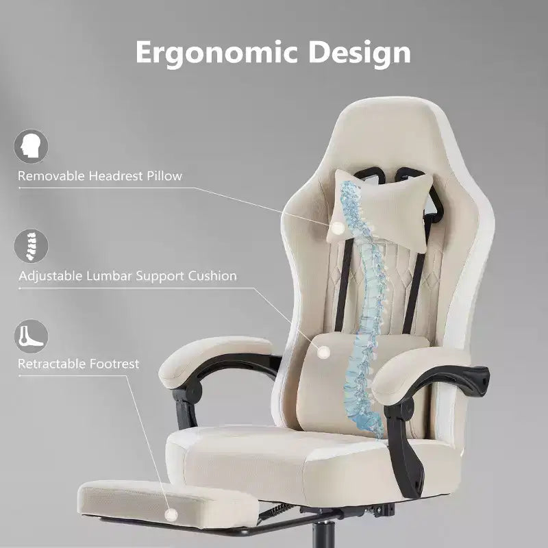Chaise de bureau ergonomique TUYOHW avec accoudoirs rembourrés, chaise de jeu avec support lombaire, chaise roulante pivotante avec roulettes pour la maison, le bureau