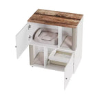 Meuble de litière double pour chat en bois moderne avec poteaux à griffer et rangement caché, table d'appoint intérieure pour 2 chats