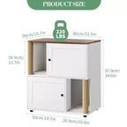 Meuble de litière double pour chat en bois moderne avec poteaux à griffer et rangement caché, table d'appoint intérieure pour 2 chats