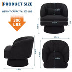 Fauteuil pivotant moderne en forme de tonneau, fauteuil rembourré en tissu Teddy à 360° avec dossier rayé et rembourrage moelleux, chaise longue ronde confortable, lot de 2