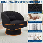Fauteuil pivotant moderne en forme de tonneau, fauteuil rembourré en tissu Teddy à 360° avec dossier rayé et rembourrage moelleux, chaise longue ronde confortable, lot de 2
