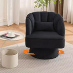 Fauteuil pivotant moderne en forme de tonneau, fauteuil rembourré en tissu Teddy à 360° avec dossier rayé et rembourrage moelleux, chaise longue ronde confortable, lot de 2