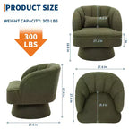 Fauteuil pivotant moderne en forme de tonneau, fauteuil rembourré en tissu Teddy à 360° avec dossier rayé et rembourrage moelleux, chaise longue ronde confortable, lot de 2