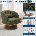Fauteuil pivotant moderne en forme de tonneau, fauteuil rembourré en tissu Teddy à 360° avec dossier rayé et rembourrage moelleux, chaise longue ronde confortable, lot de 2