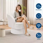 Fauteuil pivotant moderne en forme de tonneau, fauteuil rembourré en tissu Teddy à 360° avec dossier rayé et rembourrage moelleux, chaise longue ronde confortable, lot de 2