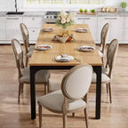 Table à manger Lantine de 199,9 cm de long pour 6-8 personnes, table à dîner rectangulaire industrielle rustique avec pieds en métal robuste, naturel