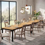 Table à manger Lantine de 199,9 cm de long pour 6-8 personnes, table à dîner rectangulaire industrielle rustique avec pieds en métal robuste, naturel