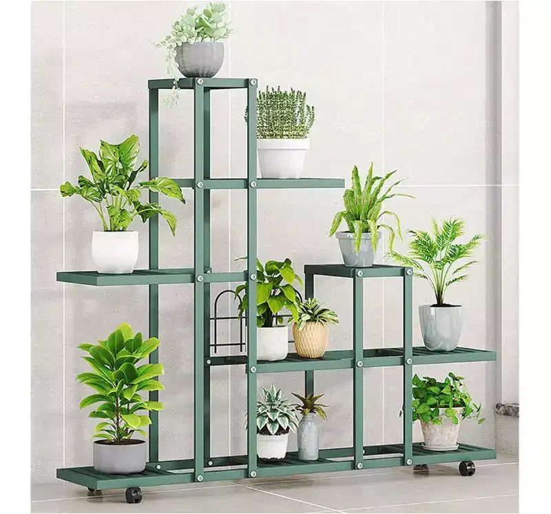 1 Set Outdoor Plant Stand, Iron Art, for Balcony Living Room, Flower Pot Holder for Succulent Pothos, Model H9036,