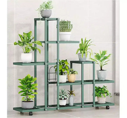 1 Set Outdoor Plant Stand, Iron Art, for Balcony Living Room, Flower Pot Holder for Succulent Pothos, Model H9036,