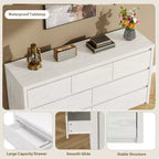 Commode à 7 tiroirs pour chambre à coucher, Grande commode moderne, Grande commode en bois de rangement pour salon, couloir, entrée