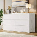 Commode à 7 tiroirs pour chambre à coucher, Grande commode moderne, Grande commode en bois de rangement pour salon, couloir, entrée