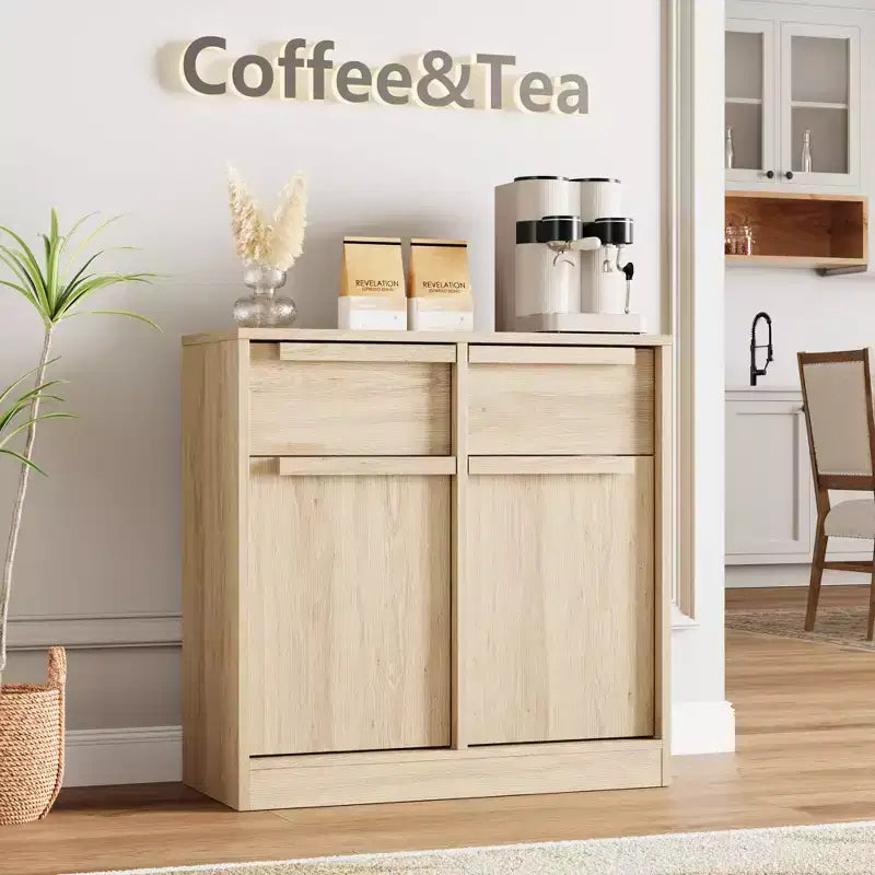 Buffet de cuisine avec 4 tiroirs, grand meuble à café de 158,5 cm avec rangement, buffet de rangement moderne pour cuisine, salle à manger, salon