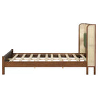 Cadre de lit plateforme Queen/King avec tête de lit capitonnée à oreilles et cadre en bois robuste, bohème - ModernLuxe