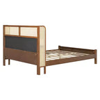Cadre de lit plateforme Queen/King avec tête de lit capitonnée à oreilles et cadre en bois robuste, bohème - ModernLuxe