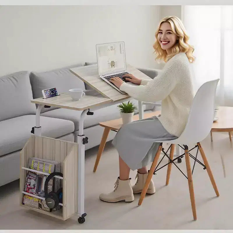 Table de lit d'hôpital réglable sur roulettes avec plateau inclinable, compatible avec les ordinateurs portables et les repas au lit, bureau roulant à hauteur et longueur réglables pour un usage domestique et médical