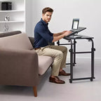 Table de lit d'hôpital réglable sur roulettes avec plateau inclinable, compatible avec les ordinateurs portables et les repas au lit, bureau roulant à hauteur et longueur réglables pour un usage domestique et médical