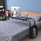 Table de lit d'hôpital réglable sur roulettes avec plateau inclinable, compatible avec les ordinateurs portables et les repas au lit, bureau roulant à hauteur et longueur réglables pour un usage domestique et médical