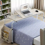Table de lit d'hôpital réglable sur roulettes avec plateau inclinable, compatible avec les ordinateurs portables et les repas au lit, bureau roulant à hauteur et longueur réglables pour un usage domestique et médical