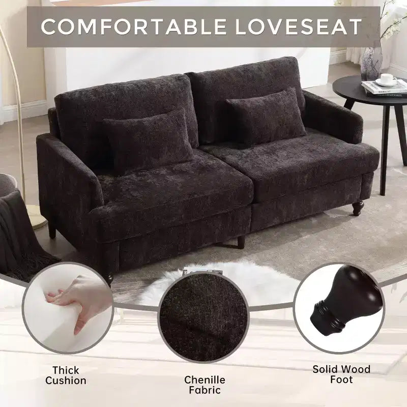 Canapé moderne TUYOHW de 175 cm en tissu bouclette, canapé 2 places avec coussins d'assise amovibles pour salon, appartement, chambre à coucher