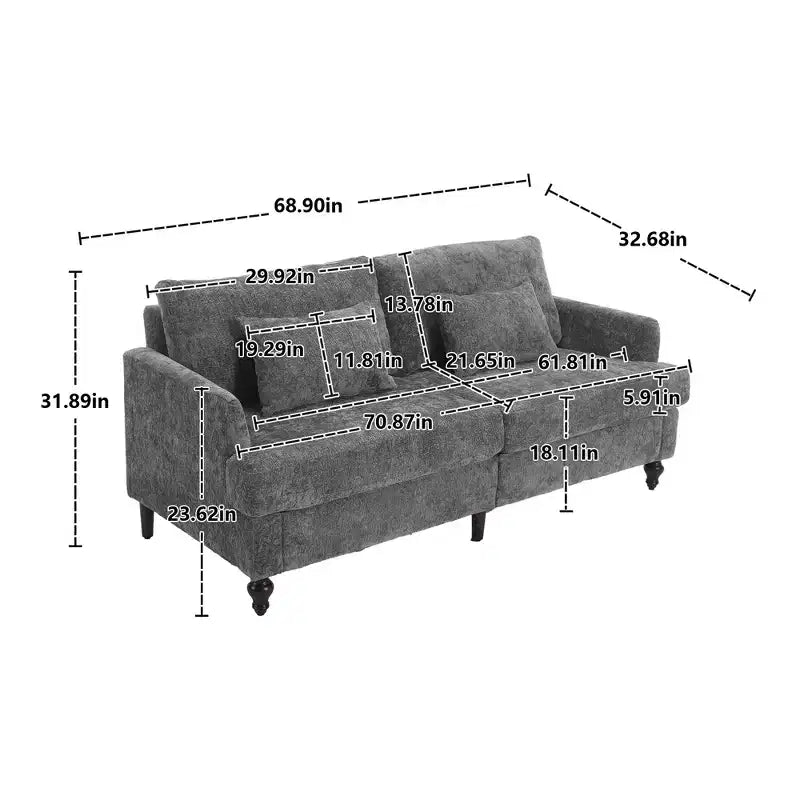 Canapé moderne TUYOHW de 175 cm en tissu bouclette, canapé 2 places avec coussins d'assise amovibles pour salon, appartement, chambre à coucher