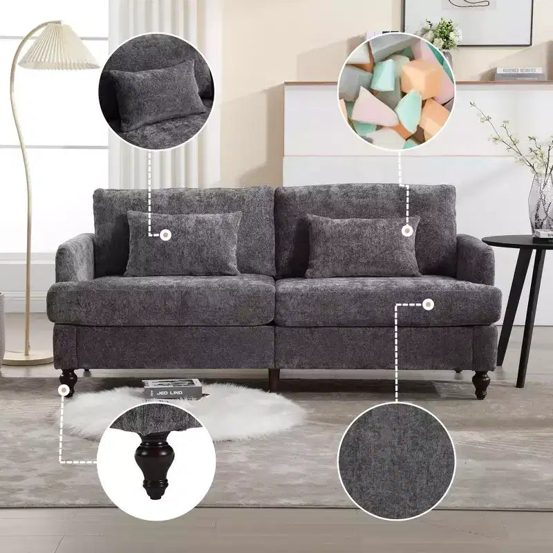 Canapé moderne TUYOHW de 175 cm en tissu bouclette, canapé 2 places avec coussins d'assise amovibles pour salon, appartement, chambre à coucher
