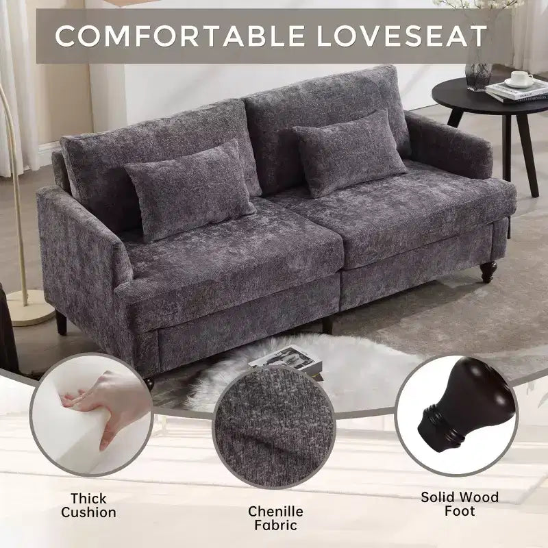 Canapé moderne TUYOHW de 175 cm en tissu bouclette, canapé 2 places avec coussins d'assise amovibles pour salon, appartement, chambre à coucher