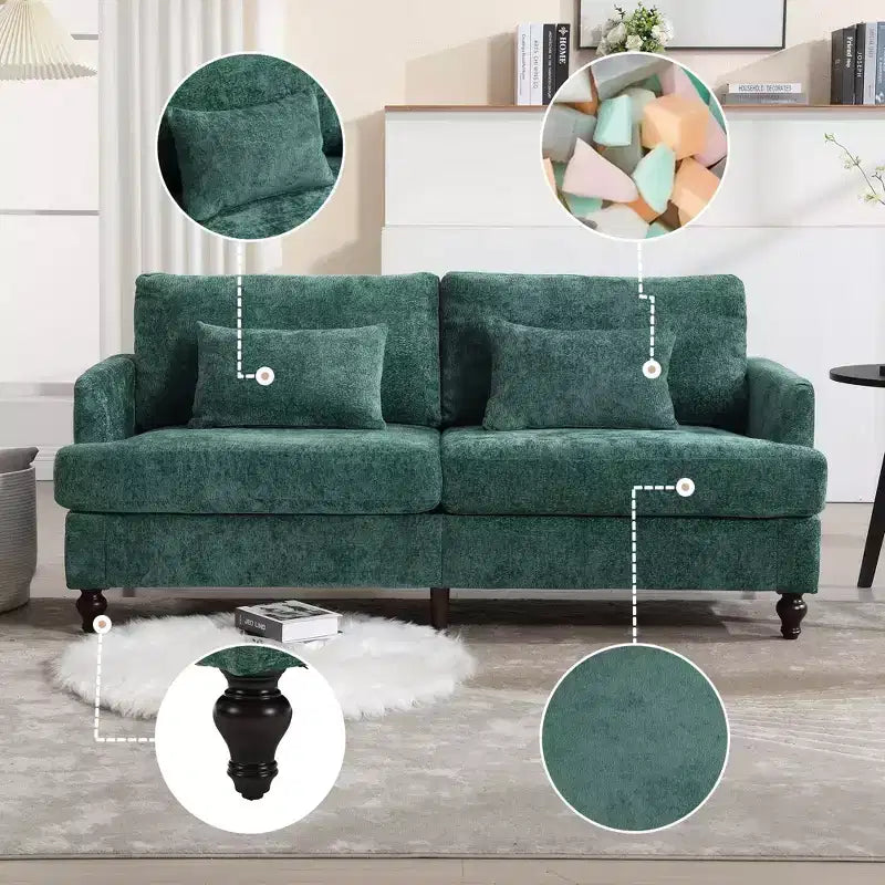 Canapé moderne TUYOHW de 175 cm en tissu bouclette, canapé 2 places avec coussins d'assise amovibles pour salon, appartement, chambre à coucher