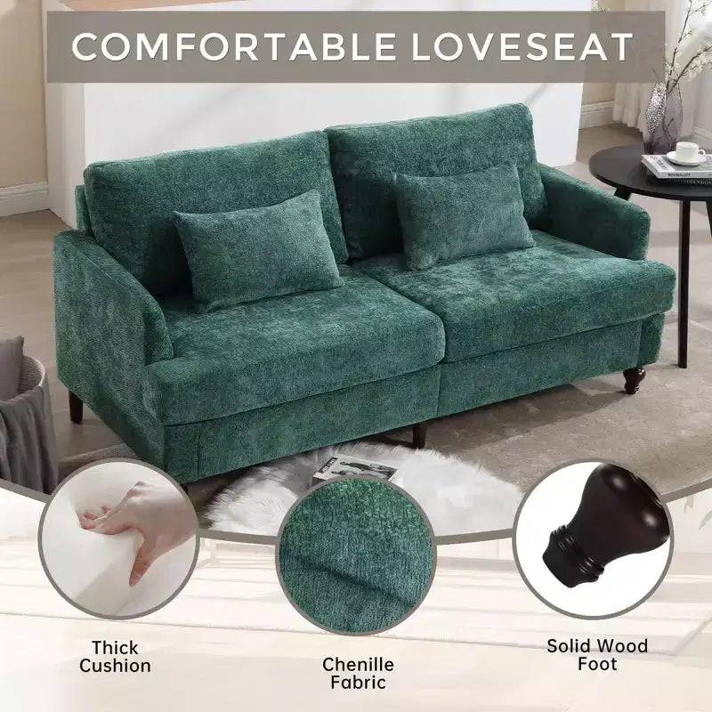 Canapé moderne TUYOHW de 175 cm en tissu bouclette, canapé 2 places avec coussins d'assise amovibles pour salon, appartement, chambre à coucher