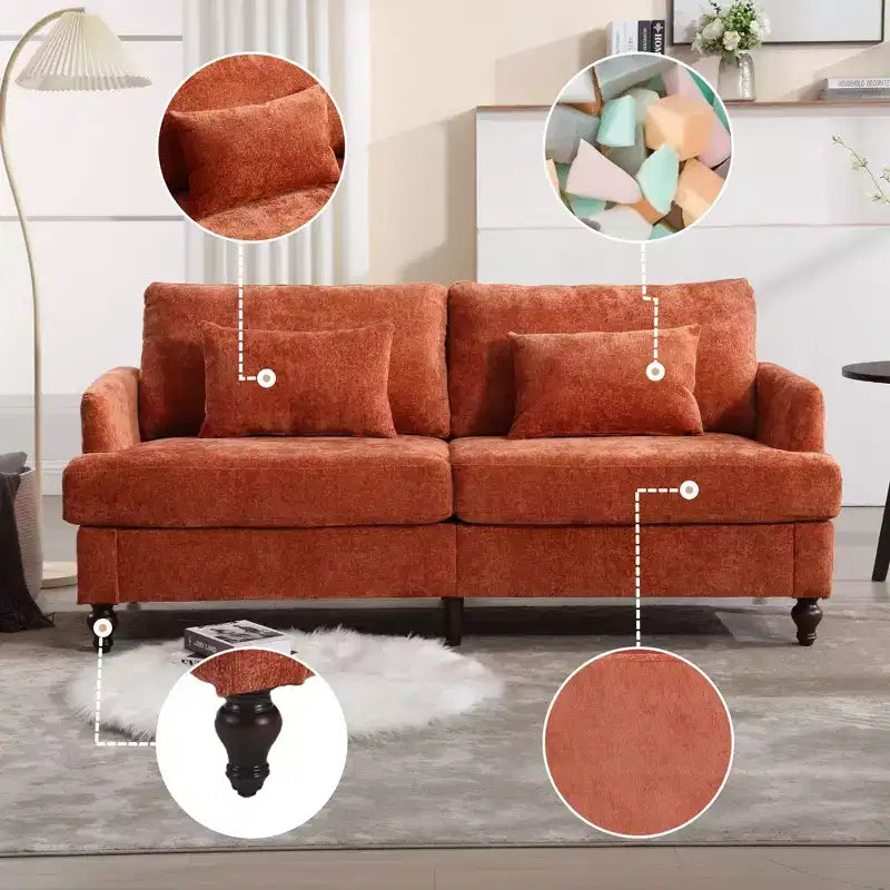 Canapé moderne TUYOHW de 175 cm en tissu bouclette, canapé 2 places avec coussins d'assise amovibles pour salon, appartement, chambre à coucher