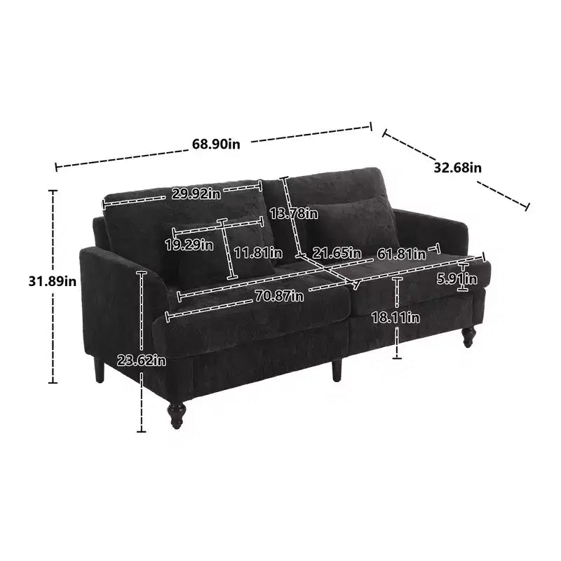 Canapé moderne TUYOHW de 175 cm en tissu bouclette, canapé 2 places avec coussins d'assise amovibles pour salon, appartement, chambre à coucher