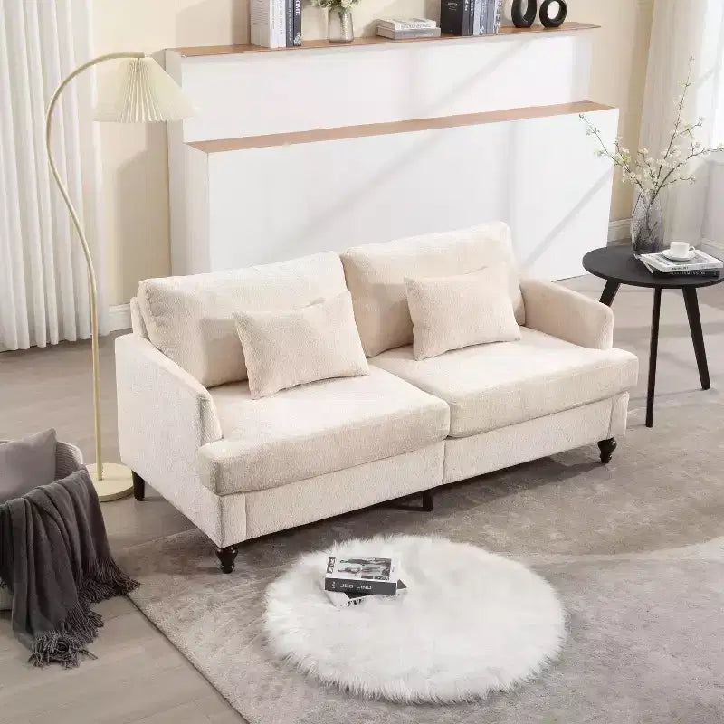 Canapé moderne TUYOHW de 175 cm en tissu bouclette, canapé 2 places avec coussins d'assise amovibles pour salon, appartement, chambre à coucher