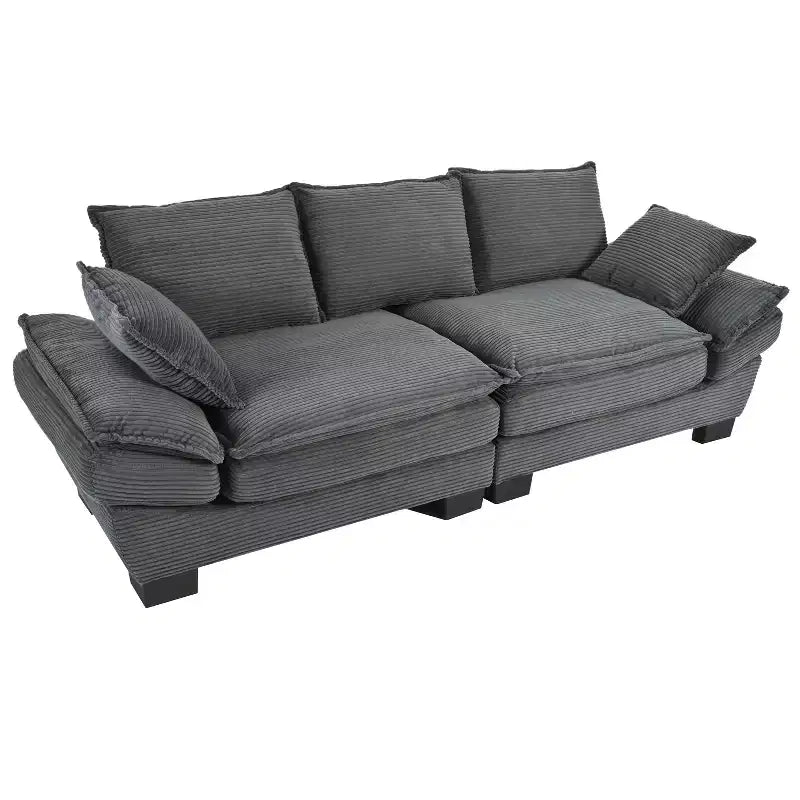 Canapé incurvé moderne en velours côtelé de 203,9 cm TUYOHW, canapé rembourré avec 2 coussins pour salon, chambre, bureau, appartement
