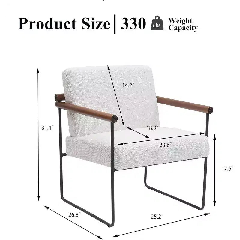 TUYOHW Fauteuil d'appoint moderne avec revêtement en tissu bouclé, fauteuil confortable avec accoudoirs en bois courbés, fauteuils individuels confortables minimalistes pour salon, chambre à coucher