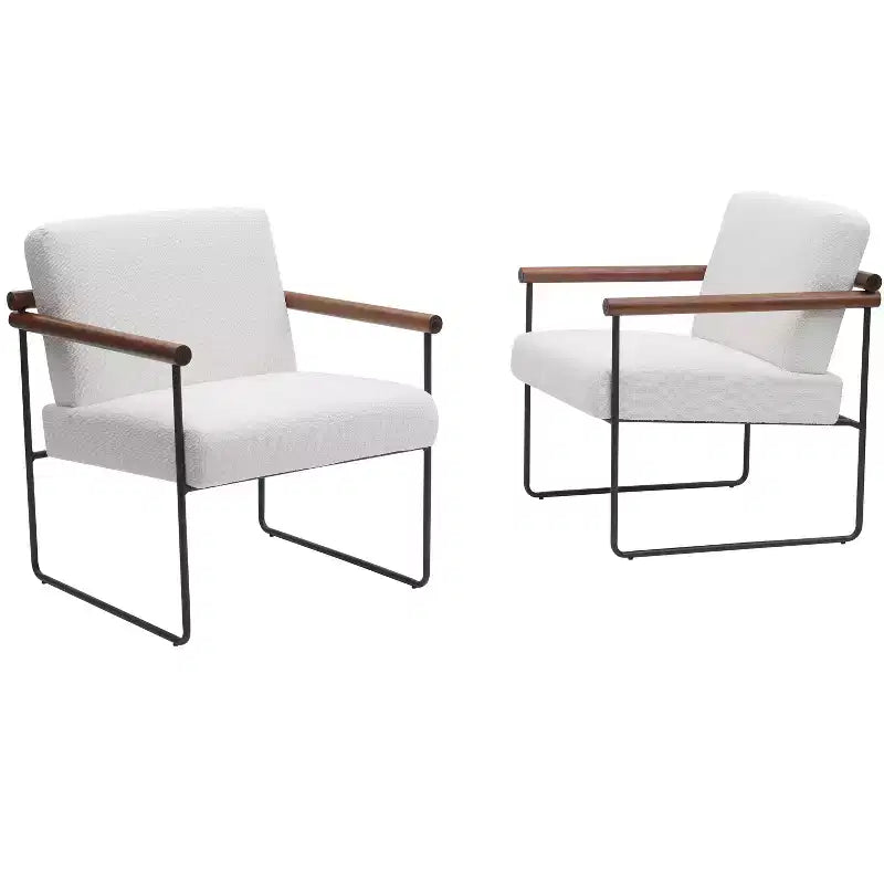 TUYOHW Fauteuil d'appoint moderne avec revêtement en tissu bouclé, fauteuil confortable avec accoudoirs en bois courbés, fauteuils individuels confortables minimalistes pour salon, chambre à coucher