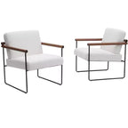 TUYOHW Fauteuil d'appoint moderne avec revêtement en tissu bouclé, fauteuil confortable avec accoudoirs en bois courbés, fauteuils individuels confortables minimalistes pour salon, chambre à coucher